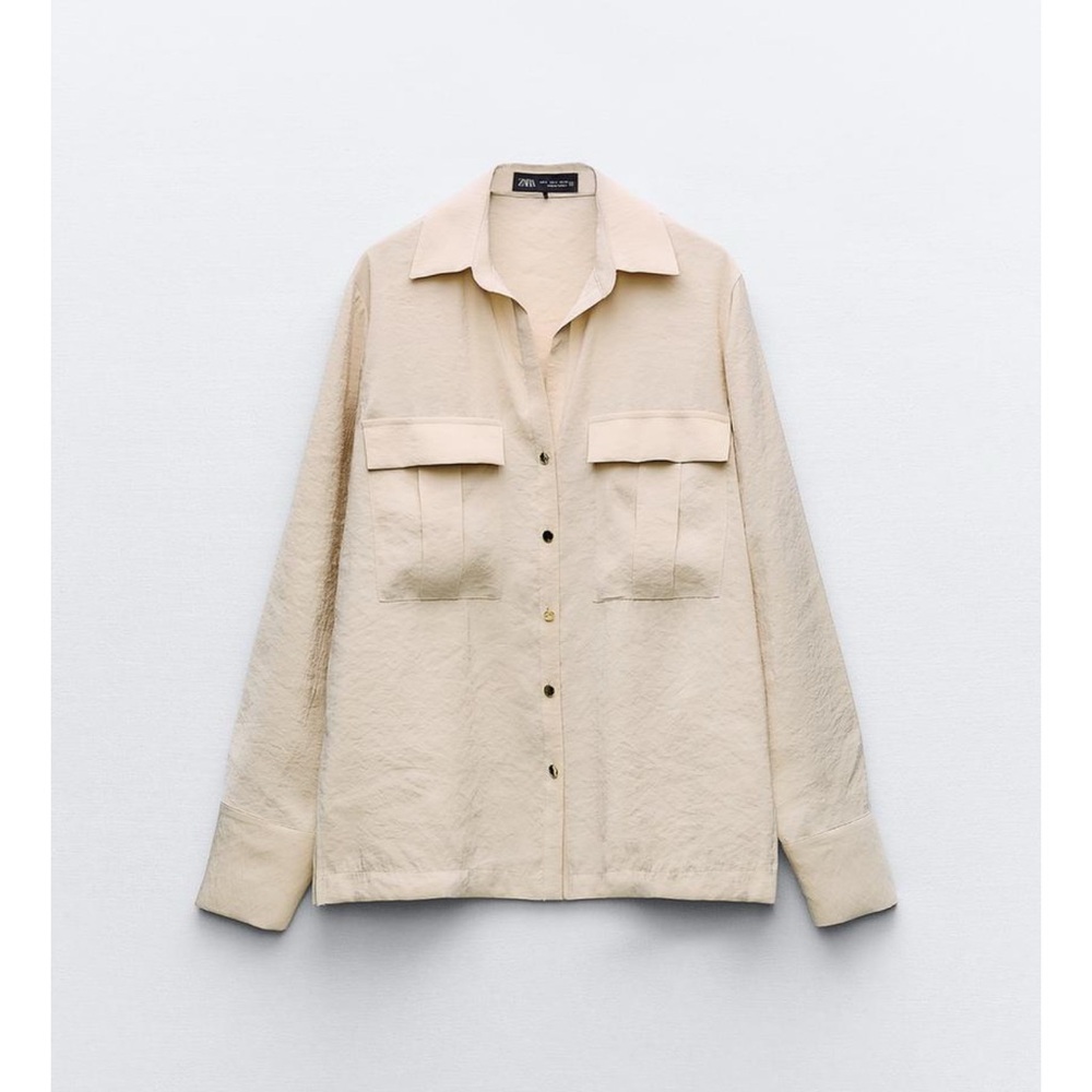 ZARA Beige Button-Up Shirt